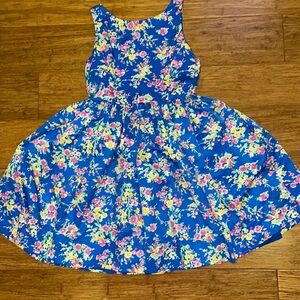 Polo Ralph Lauren girls Floral A line Button back dress botanical blue size 6x